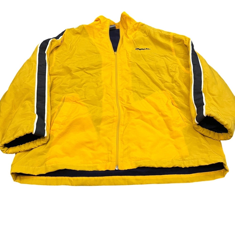 Y2K Converse Windbreaker Jacket Mens XL Yellow Fleece Lined‎ Striped Full Zip
